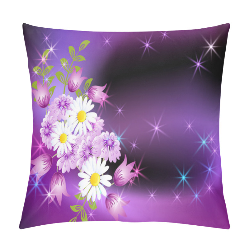 Personality  Glowing Background With Flowers And Stars Pillow Covers