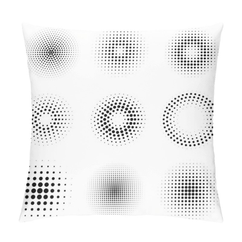 Personality  Halftone Circle Dots Sphere. Logo Emblem Design Element Vector Illustration. Pillow Covers