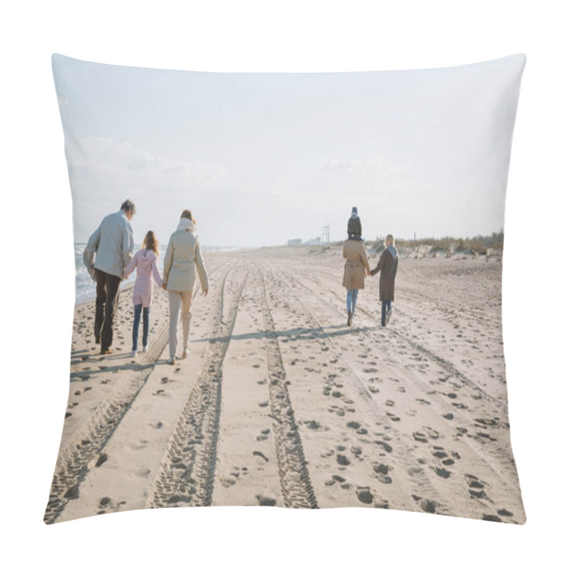 Personality  Multigenerational Family Walking Together Pillow Covers