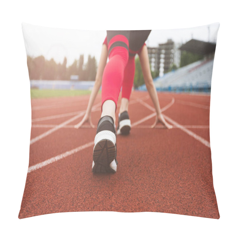 Personality  Girl On Starting Position At The Stadium Pillow Covers