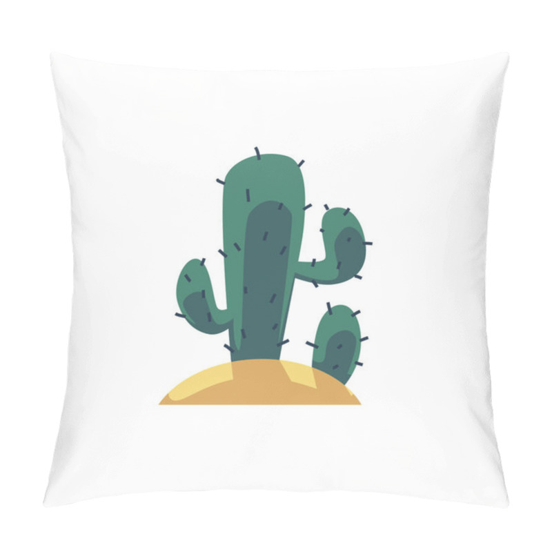 Personality  Mexican Cactus Plant Icon Flat Cartoon Vector Illustration Isolated On White. Pillow Covers