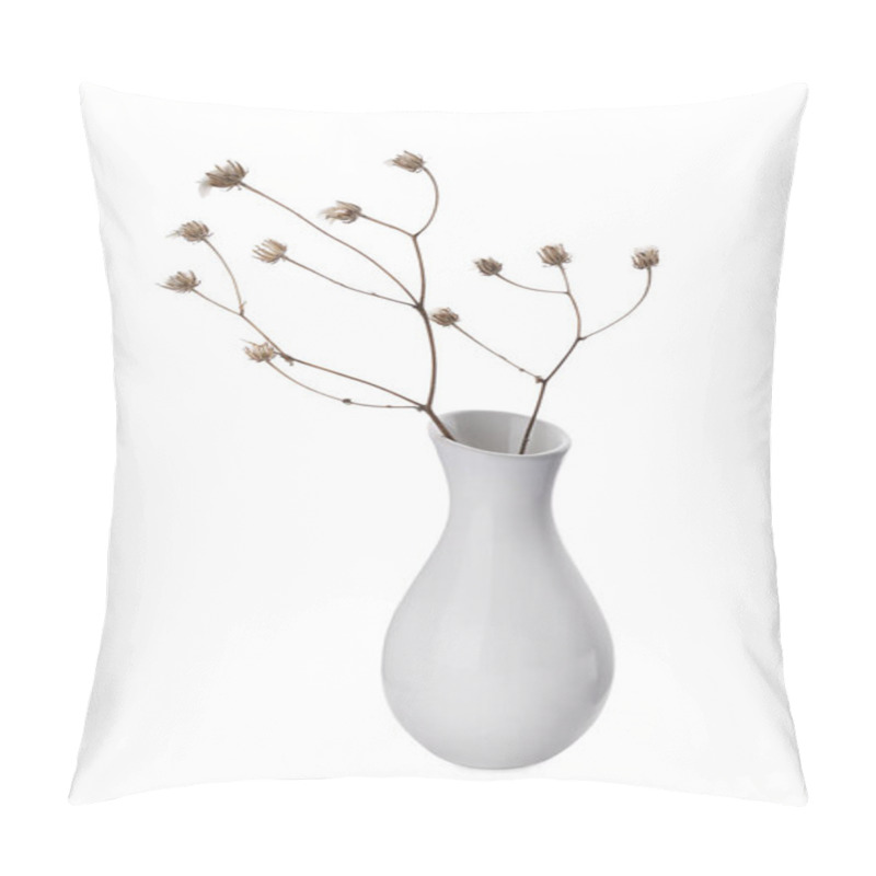 Personality  Beautiful Plant In Ceramic Vase On White Background Pillow Covers