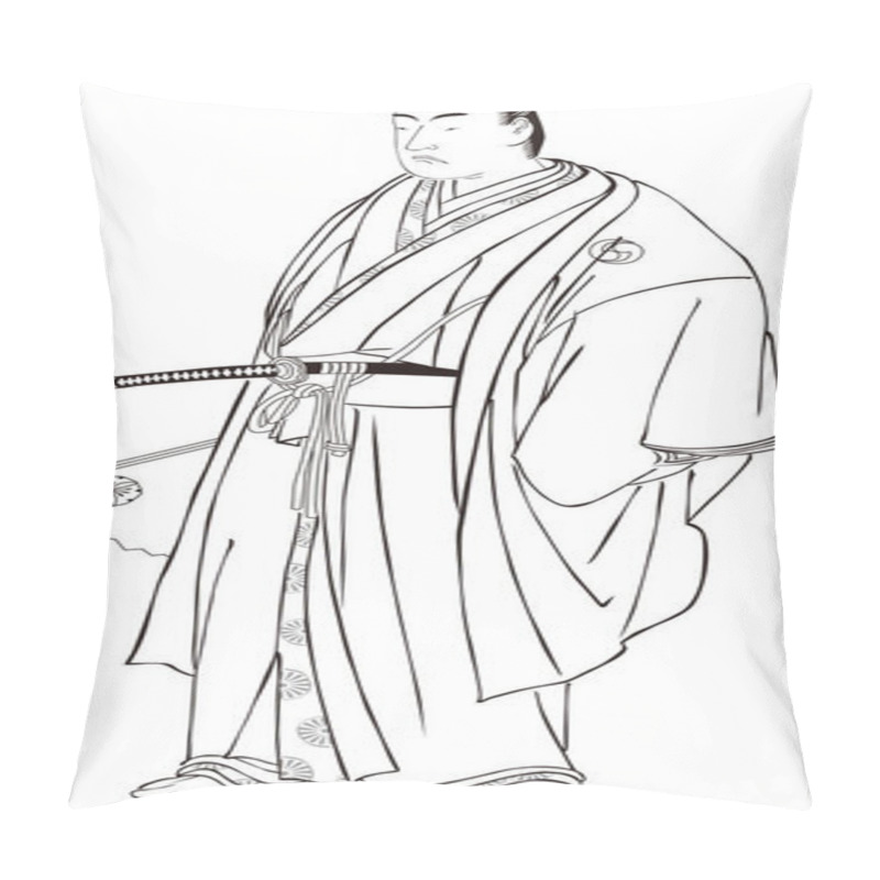 Personality  Ukiyo-e Samurai 7 Black And White Pillow Covers