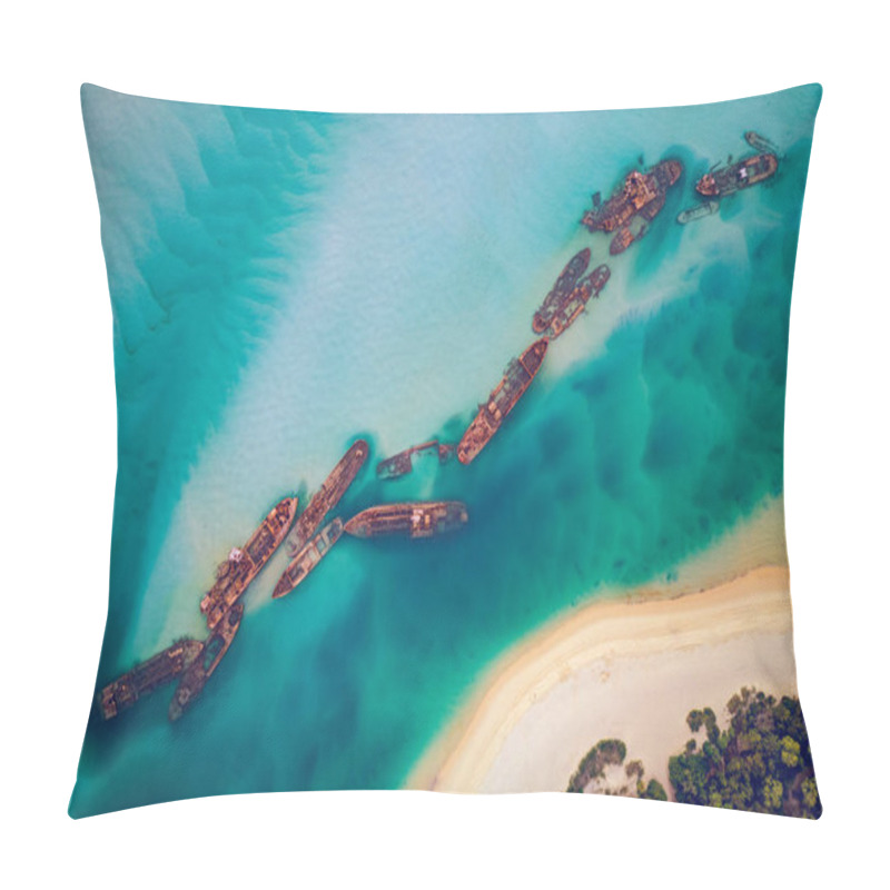 Personality  The Tangalooma Wrecks Used To Be 15 Steam Driven Barges Which Were Deliberately Sunk In 1963 Along The Moreton Island Coastline To Form A Breakwall So That Small Boats Can Anchor In Shelter Pillow Covers