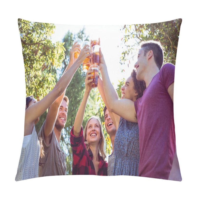 Personality  Happy Friends In The Park Having Beers Pillow Covers