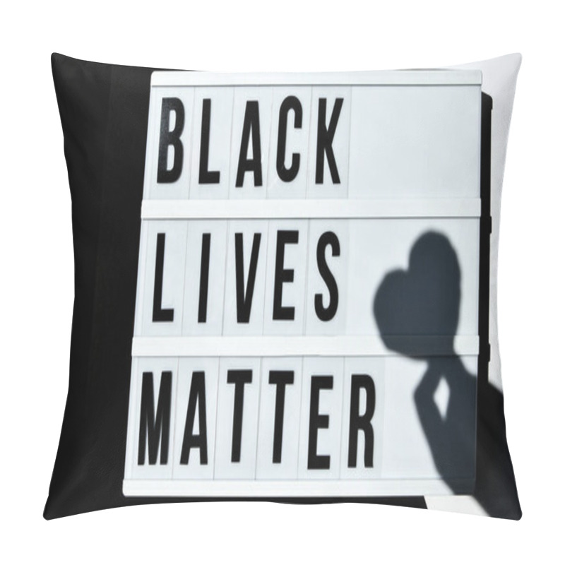 Personality  BLACK LIVES MATTER Text With Deep Shadows Of Heart On A Black And White Background. Protest Against The End Of Racism, Anti-racism, Equality. Poster On Violation Of Human Rights Pillow Covers