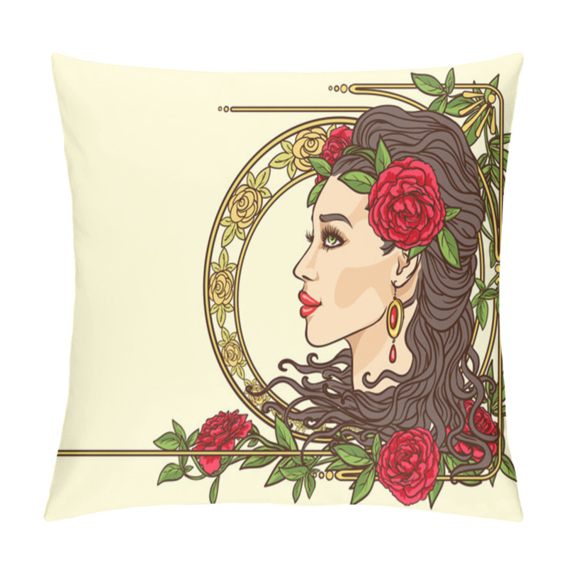 Personality  Woman With Flowers In Hair Pillow Covers