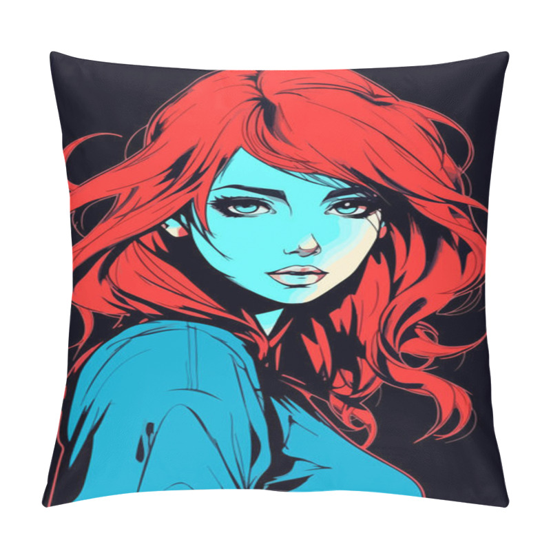 Personality  Young Girl Anime Style Character Vector Illustration Design. Manga Anime Girl Hair Faces Cartoon . Face Young Girl Anime Style Character Vector Illustration Design. Girl Anime Female Manga Cartoon Pillow Covers