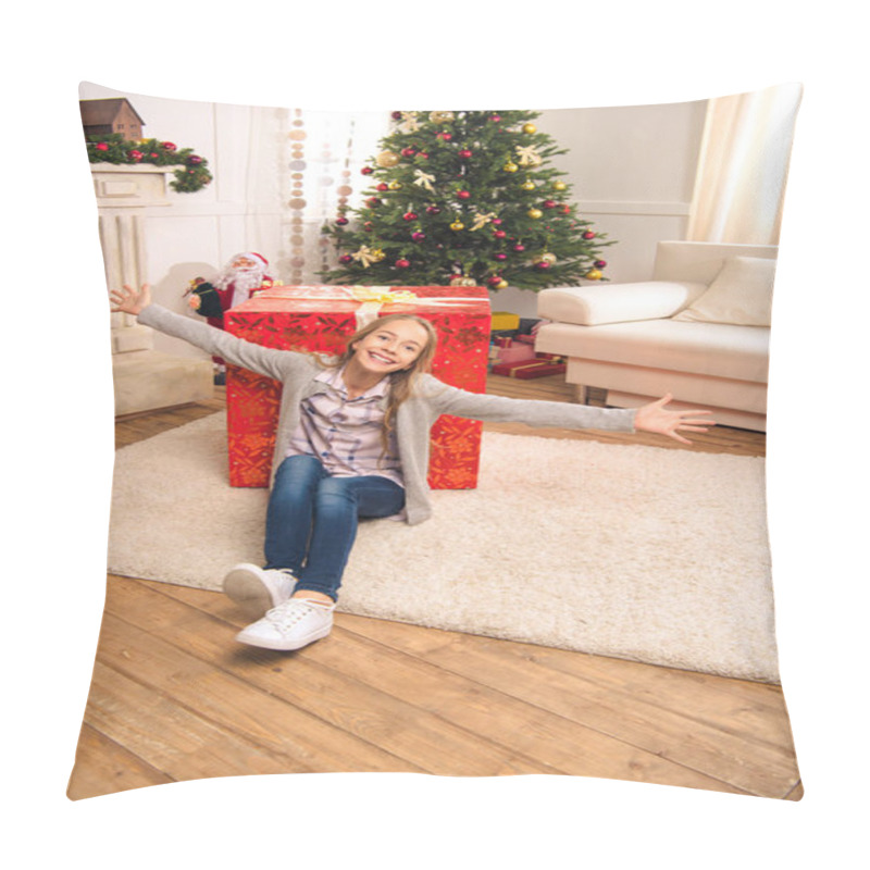 Personality  Happy Child With Christmas Gift Pillow Covers