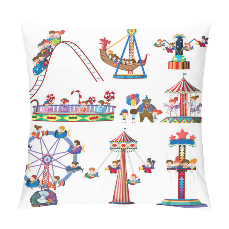 Personality  A Set Of Theme Park Rides Illustration Pillow Covers