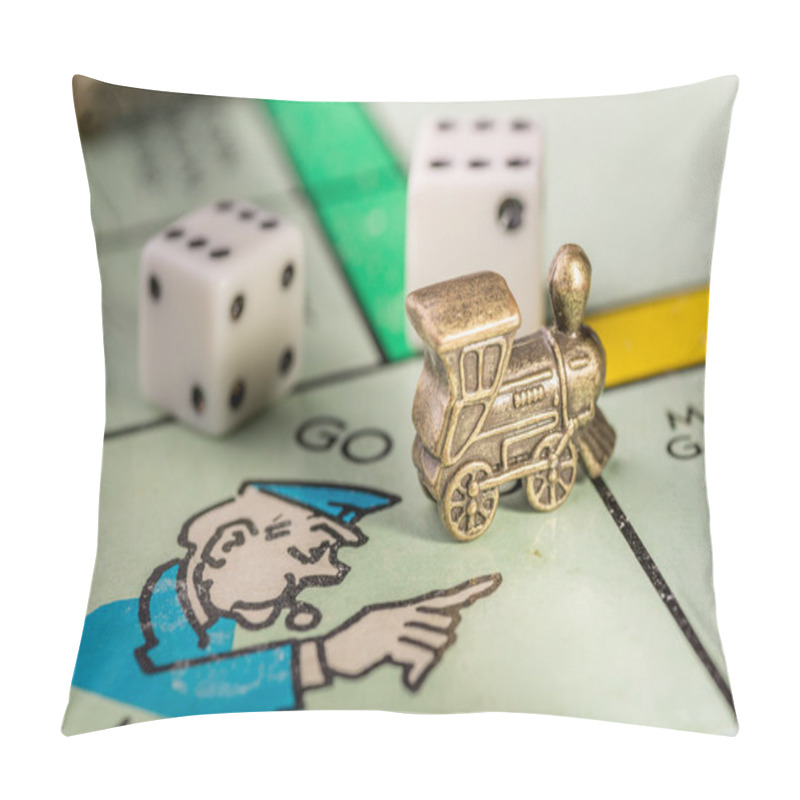 Personality  Train Monopoly Piece On Go To Jail Space Pillow Covers