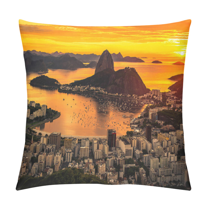 Personality  Panoramic View Of Rio De Janeiro City During Sunset Pillow Covers