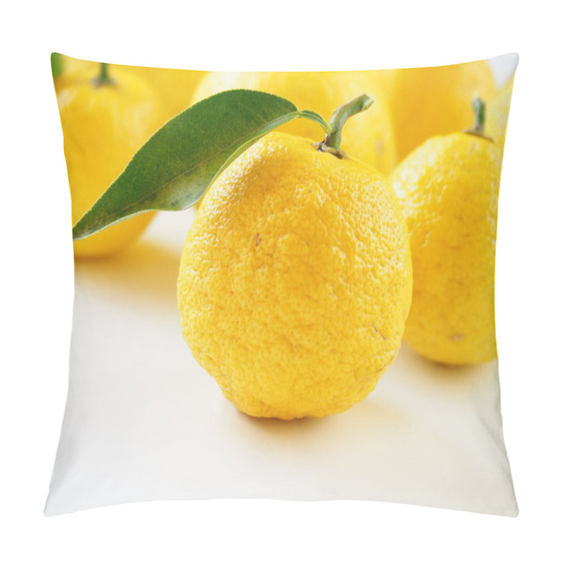 Personality  Japanese Yuzu Fruits Placed On White Background Pillow Covers