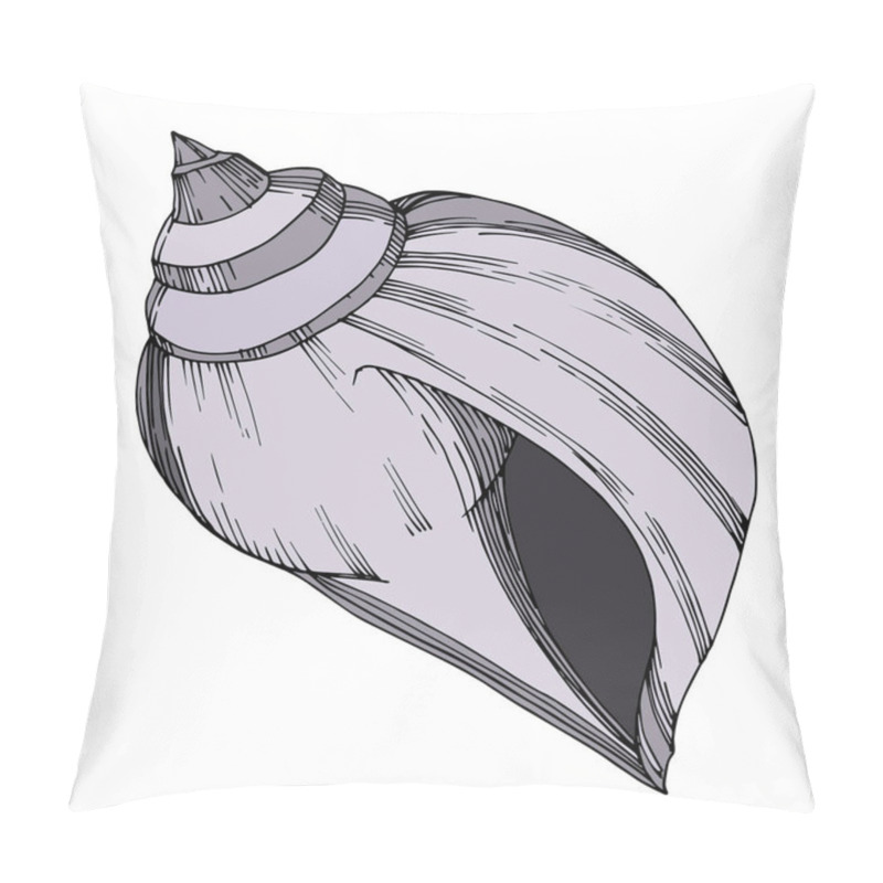 Personality  Vector Summer Beach Seashell Tropical Elements. Black And White  Pillow Covers