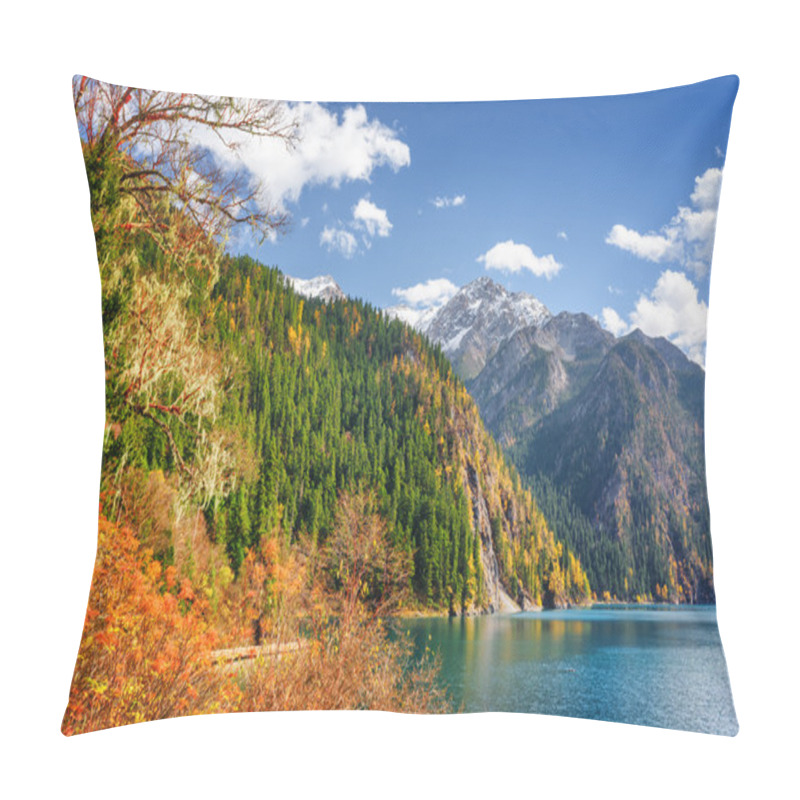 Personality  Scenic View Of The Long Lake Among Fall Woods And Mountains Pillow Covers