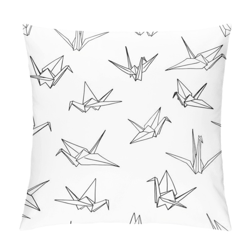 Personality  Seamless Pattern Background Of Hand Drawn Doodle Crane Birds Pillow Covers