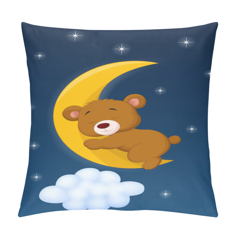 Personality  Baby Bear Sleeping On The Moon Pillow Covers