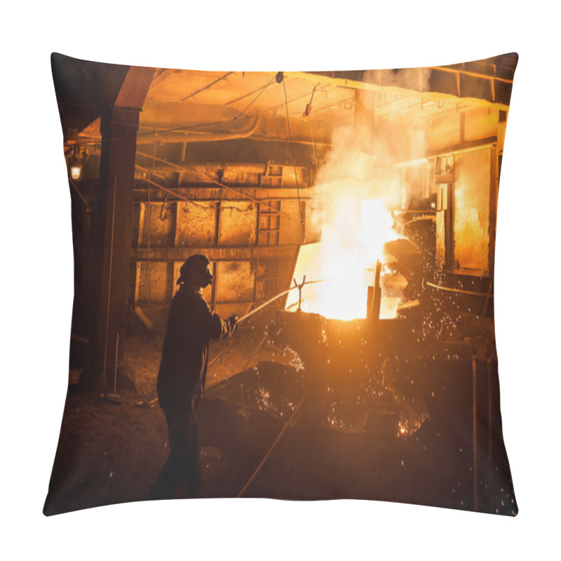 Personality  Steelworker When Pouring Liquid Titanium Slag From Arc Furnace Pillow Covers