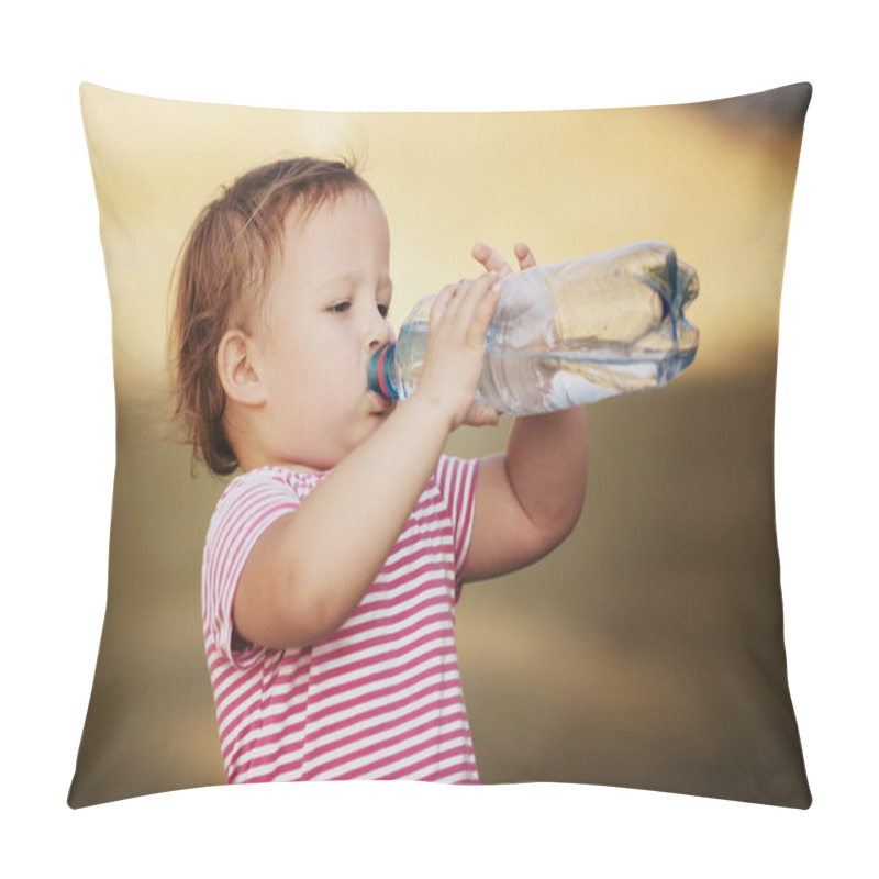 Personality  Girl With Bottle Of Mineral Water Pillow Covers