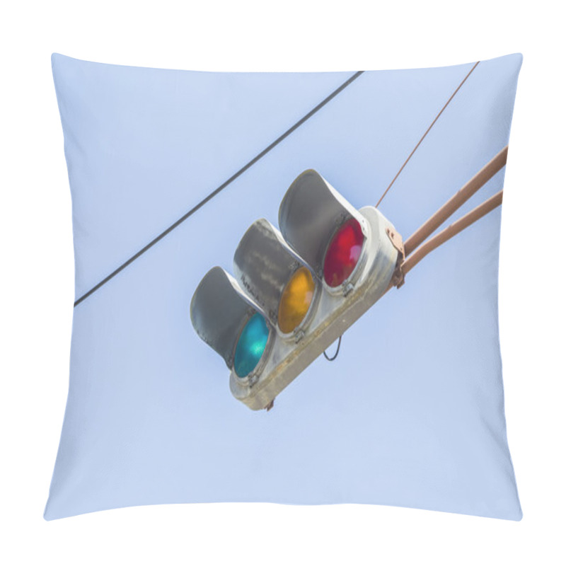 Personality  Japanese Traffic Lights With Blue Sky Pillow Covers