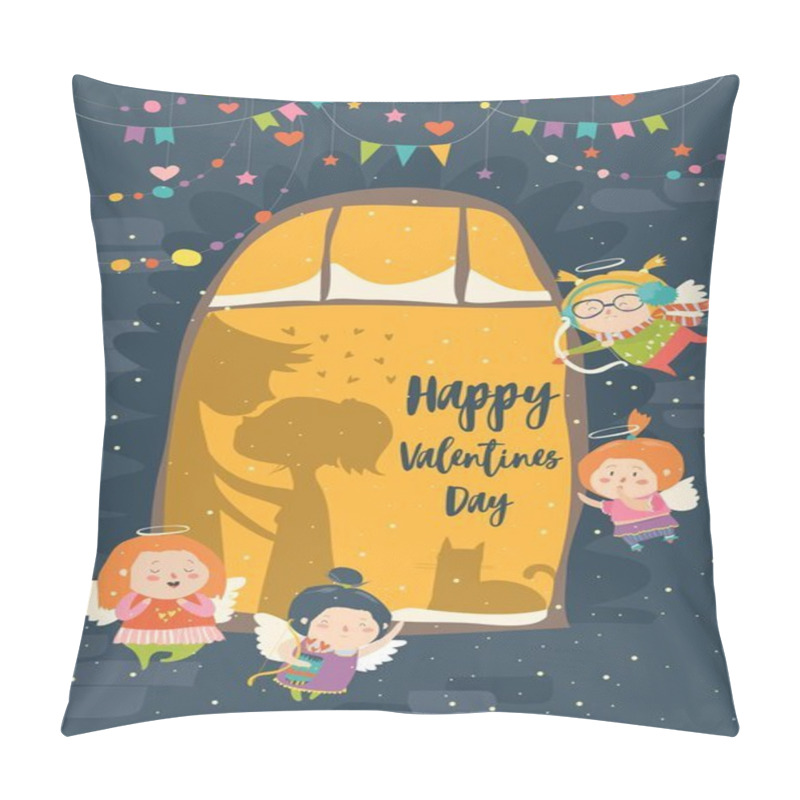 Personality  St.Valentine Card With Cupid And Couple Pillow Covers