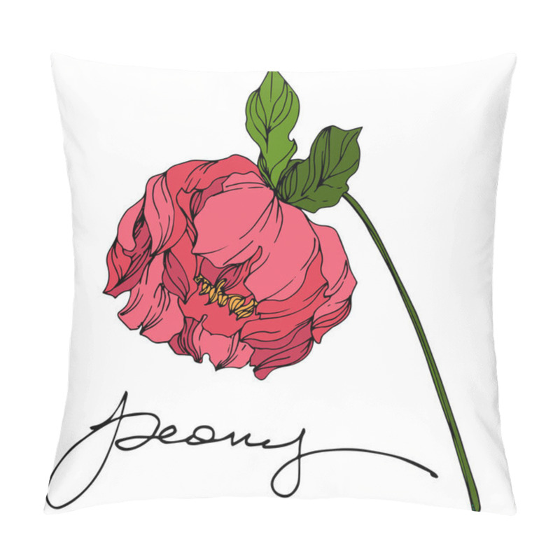 Personality  Peony Floral Botanical Flowers. Wild Spring Leaf Wildflower. Engraved Ink Art. Isolated Peonies Illustration Element. Pillow Covers