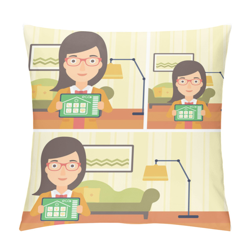 Personality  Smart Home Automation Vector Illustration. Pillow Covers