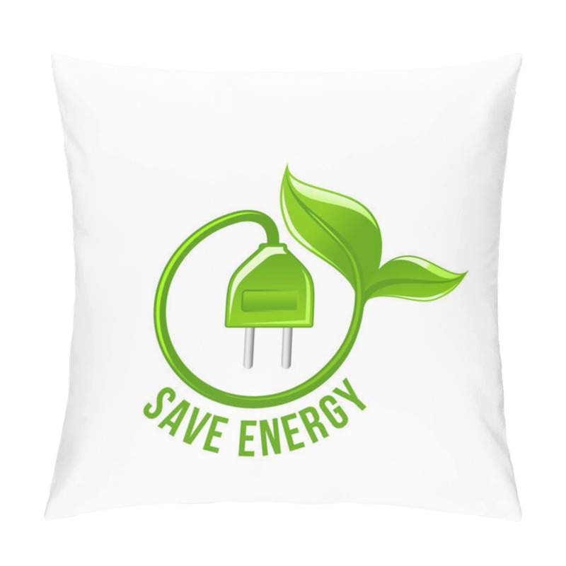 Personality  Green Leaf Electric Plug Save Energy Vector Icon Pillow Covers