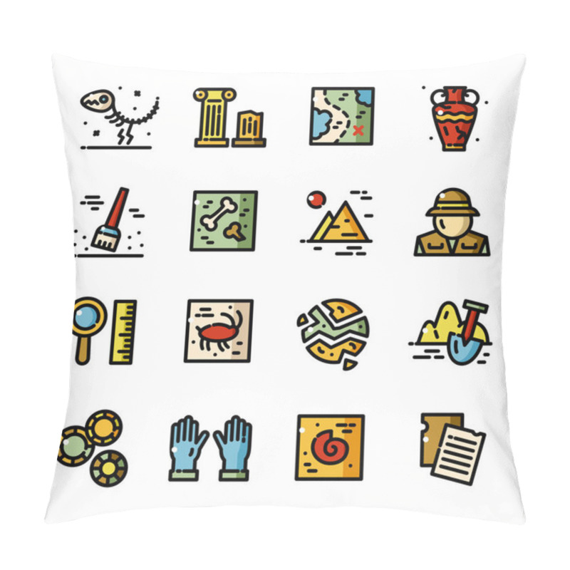 Personality  Thin Line Archeology Vector Icons Set Pillow Covers