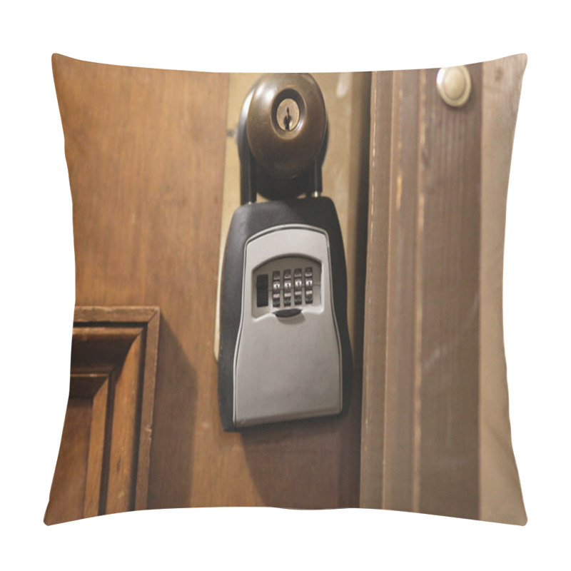 Personality  Combination Key Lock Box Hanging On Old Wooden Apartment Door Handle Pillow Covers