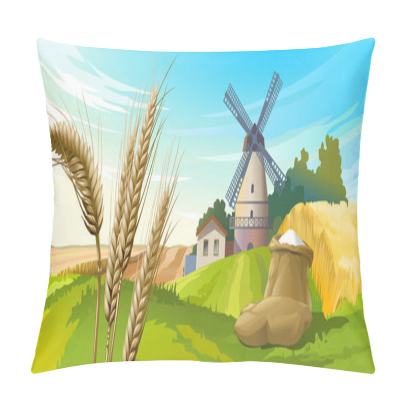 Personality  Vector Illustration Rural Summer Landscape Pillow Covers