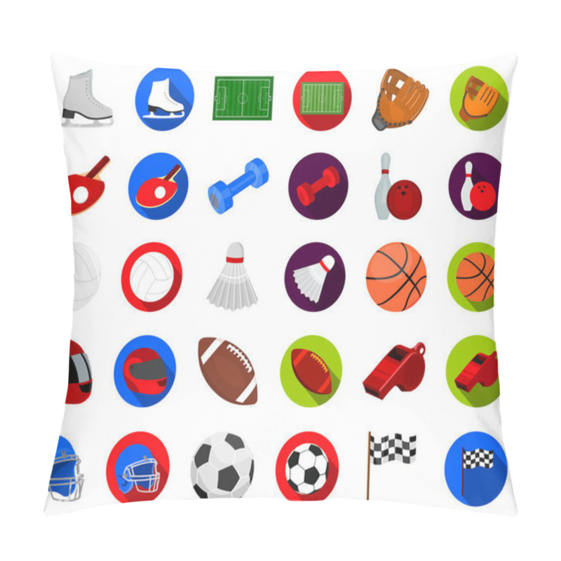 Personality  Different Kinds Of Sports Cartoon,flat Icons In Set Collection For Design. Sport Equipment Vector Symbol Stock Web Illustration. Pillow Covers