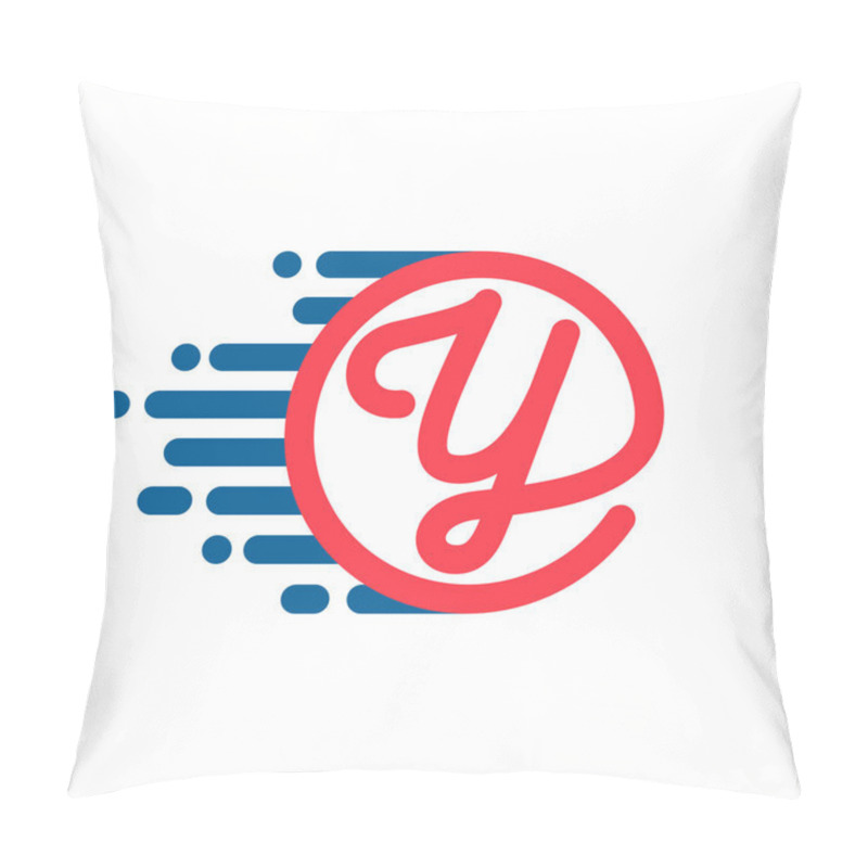 Personality  Y Letter Logo In Circle With Speed Line. Pillow Covers