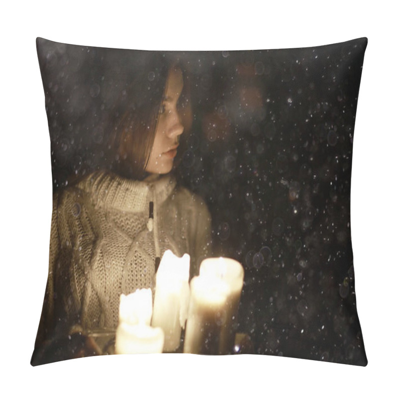 Personality  Young Woman With Candles  Pillow Covers