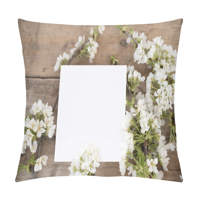 Personality  Spring Floral Blooming Cherry Branches Background For Easter, Mother's Day, Or Greeting Cards, Blank Space, Springtime Floral Arrangement With Hyacinths Pillow Covers