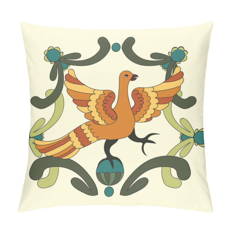 Personality  Ornamental Vector Illustration Of Mythological Bird. Folkloric Motive. Fairy Tales, Stories, Myths And Legends Decoration. Pillow Covers