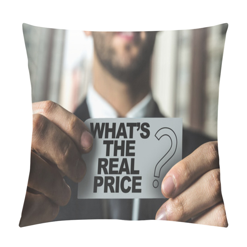 Personality  Businessman Holding Card With Text Pillow Covers