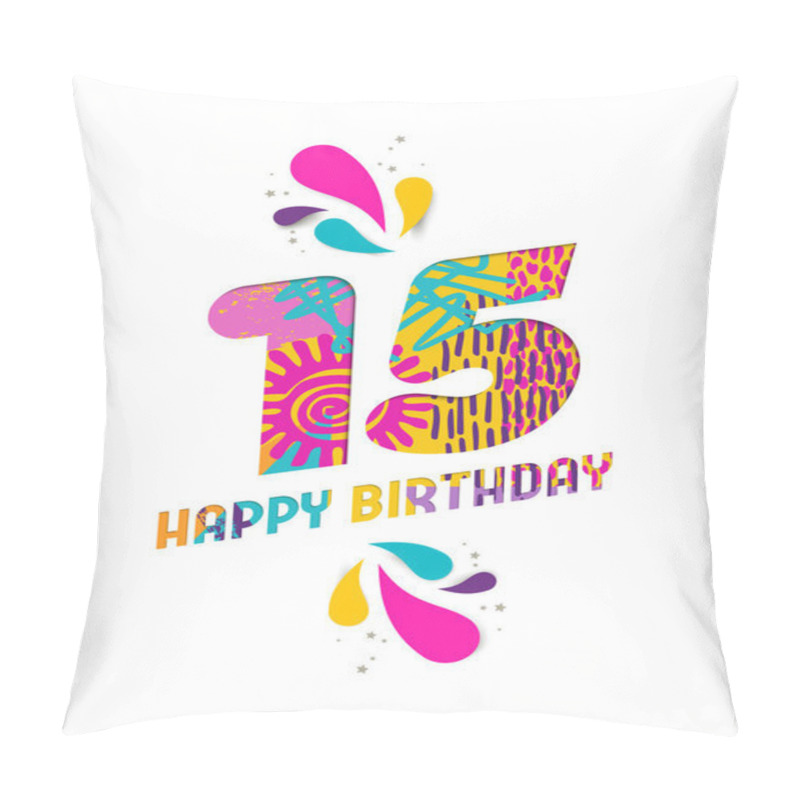 Personality  Happy Birthday 15 Year Paper Cut Greeting Card Pillow Covers