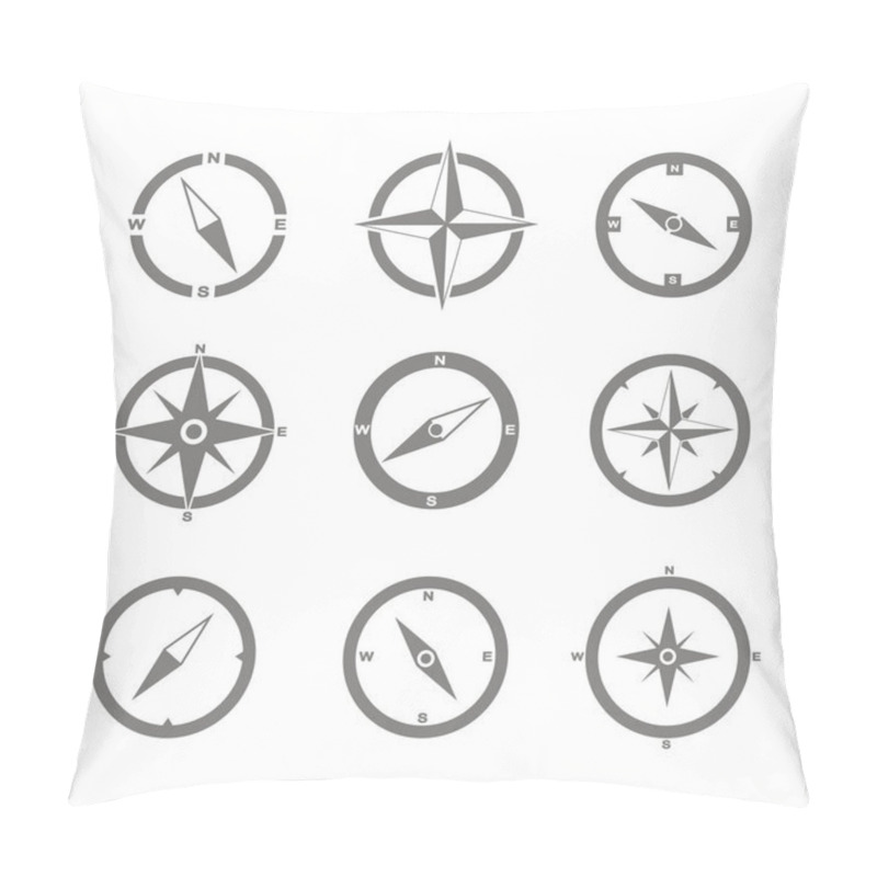 Personality  Set Of Monochrome Icons With Compass For Your Design Pillow Covers