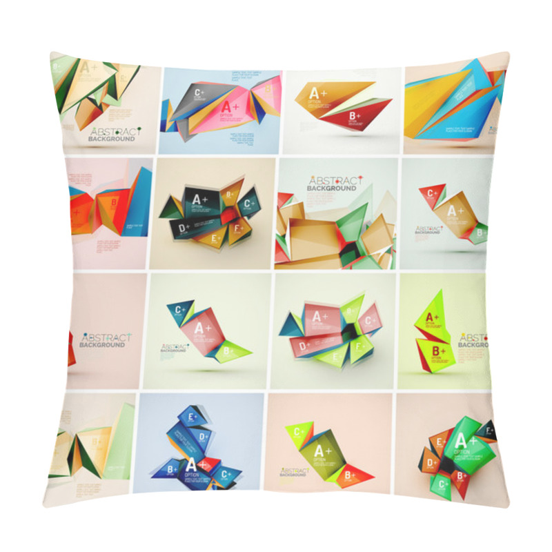 Personality  Set Of Triangle Geometric 3d Forms. Pillow Covers