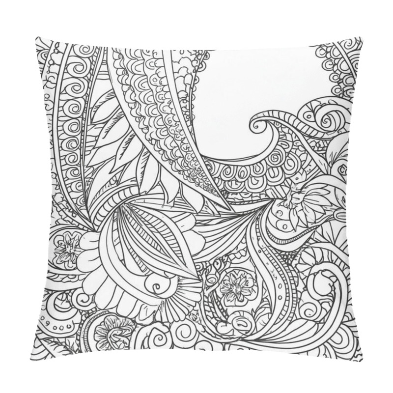 Personality  The Artwork Features A Complex Arrangement Of Floral And Abstract Elements, Inviting Creativity Through Coloring. The Design Offers A Variety Of Shapes And Swirls To Explore. Pillow Covers