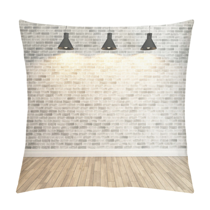 Personality  White Brick Wall Decoration Under The Three Spot Light Rendering Pillow Covers