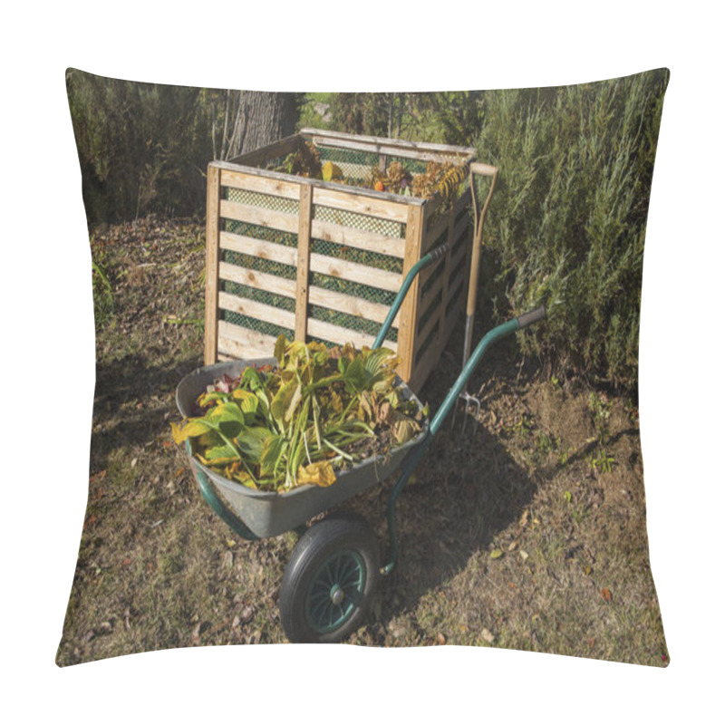 Personality  Image Of Compost Bin In The Autumn Garden Pillow Covers