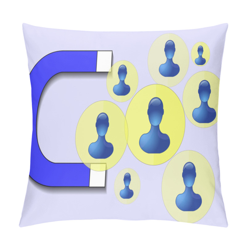 Personality  Illustration Of Blue Magnet Attracting Humans Pillow Covers