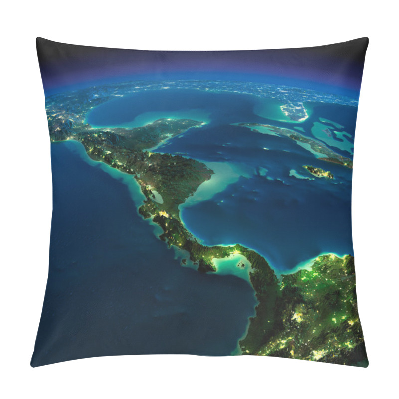 Personality  Night Earth. The Countries Of Central America Pillow Covers