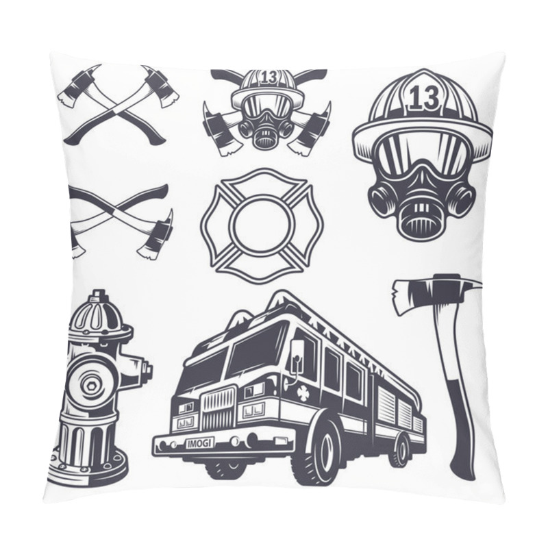 Personality  Set Of Designed Firefighter Elements Pillow Covers