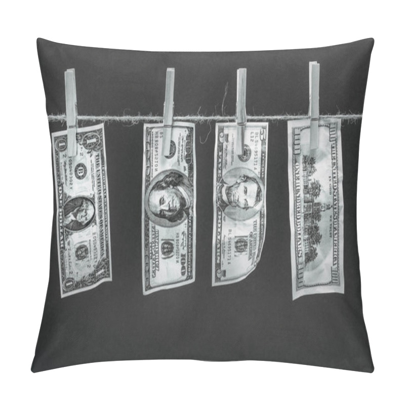 Personality  Dollar Banknotes Hanging On Rope  Pillow Covers