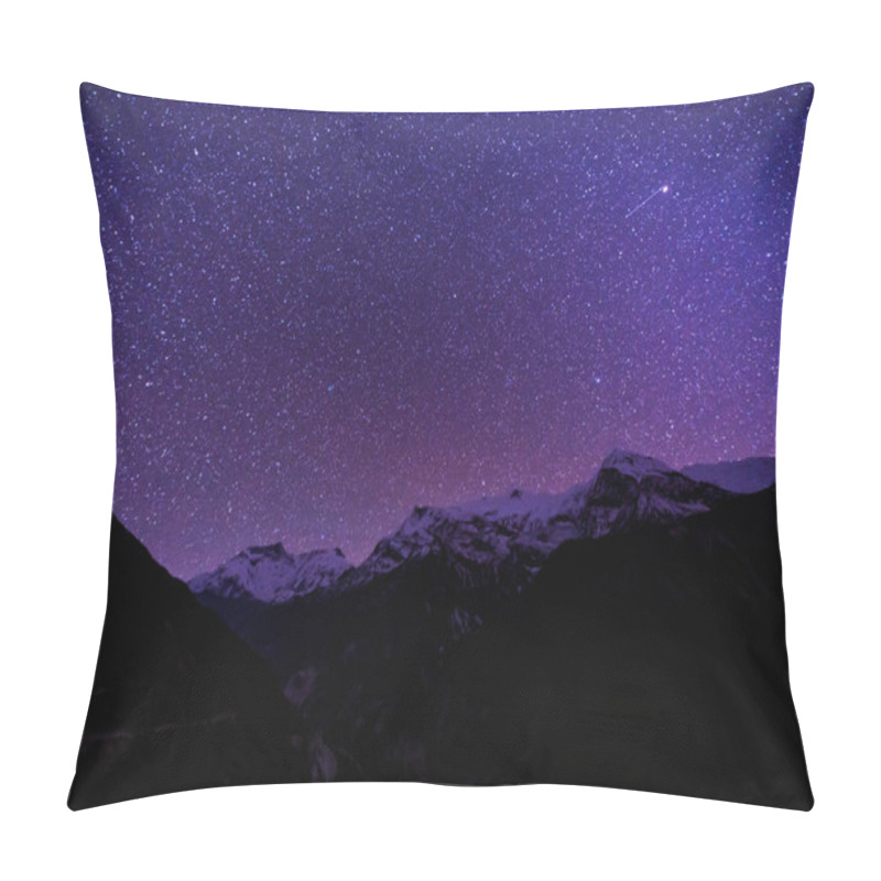 Personality  Milky Way And Mountains. Amazing Scene With Himalayan Mountains And Starry Sky At Night In Nepal. Rocks With Snowy Peak And Sky With Stars. Annapurna Range. Night Landscape With Bright Milky Way Pillow Covers