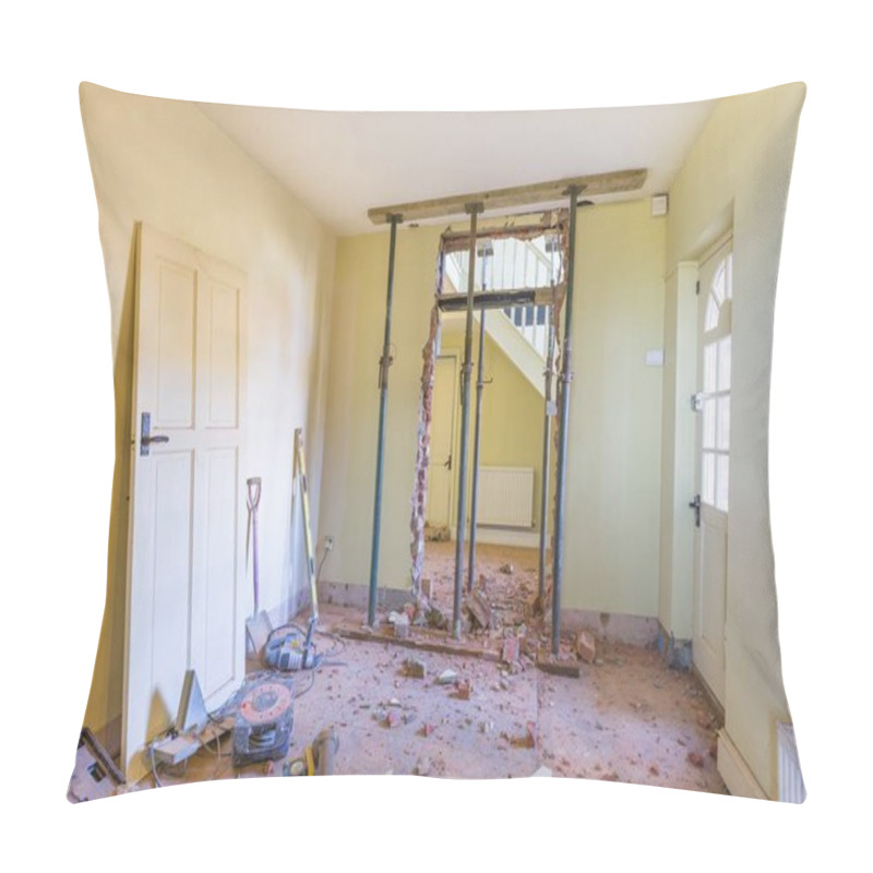 Personality  Removing A Wall During A Home Renovation, UK Building Work Pillow Covers