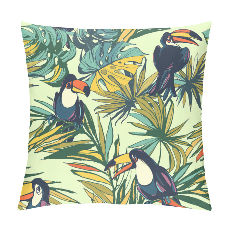 Personality  Tropical Floral Summer Seamless Pattern With Palm Beach Leaves A Pillow Covers